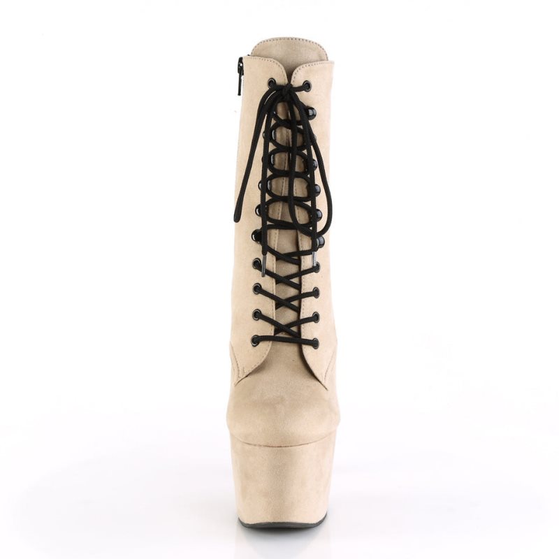 Pleaser Adore-1020FS Faux Suede Stiefel Damen Beige | LAHFXTDGA