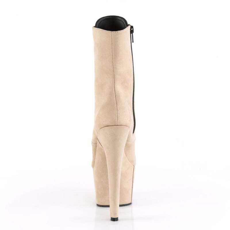 Pleaser Adore-1020FS Faux Suede Stiefel Damen Beige | LAHFXTDGA