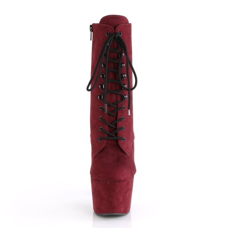 Pleaser Adore-1020FS Faux Suede Stiefel Damen Bordeaux | TFLSGXMBC