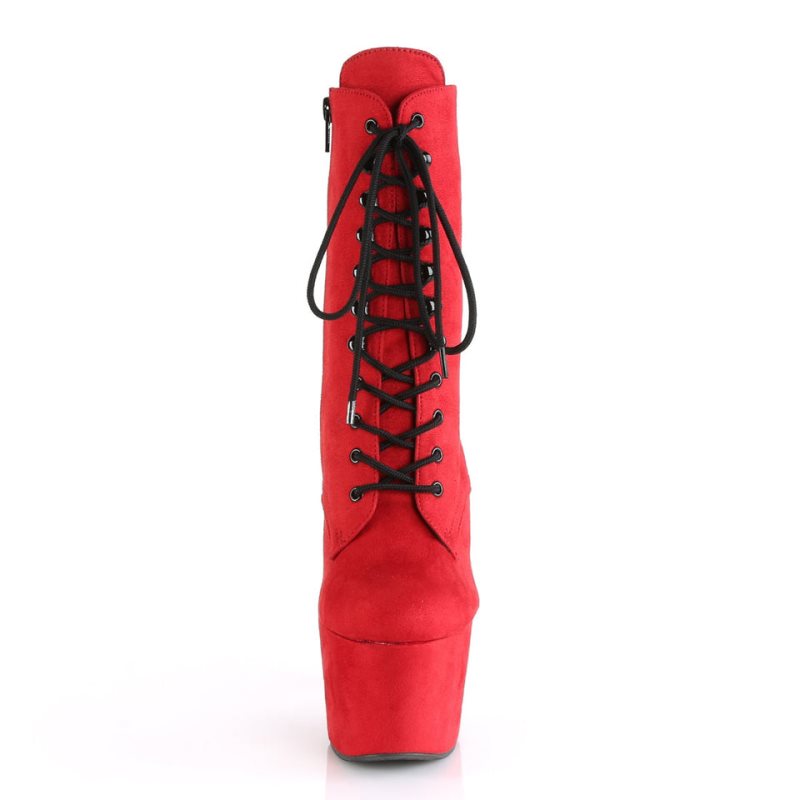 Pleaser Adore-1020FS Faux Suede Stiefel Damen Rot | VAXUPKSMR