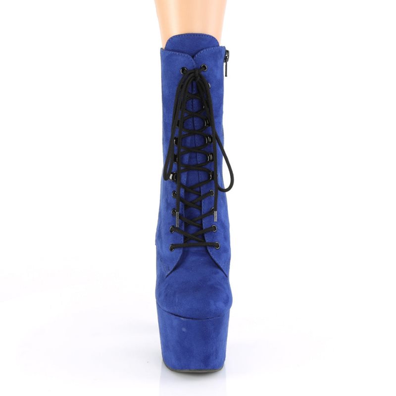 Pleaser Adore-1020FS Faux Suede Stiefel Damen Blau | PZNXPKFNM