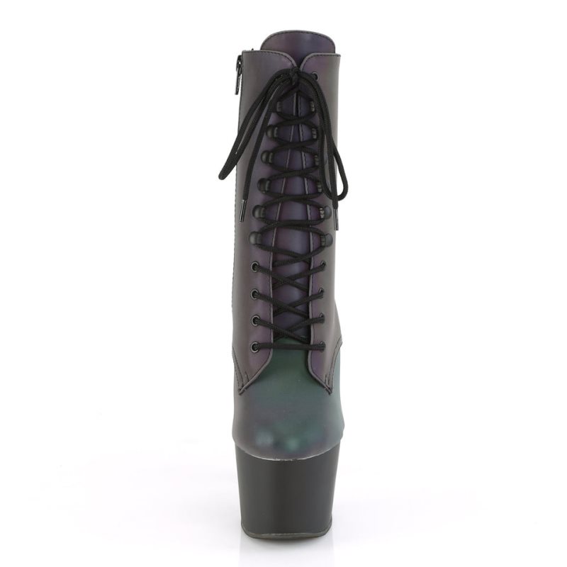 Pleaser Adore-1020REFL Stiefel Damen Grün Schwarz | PWYLTXWSM