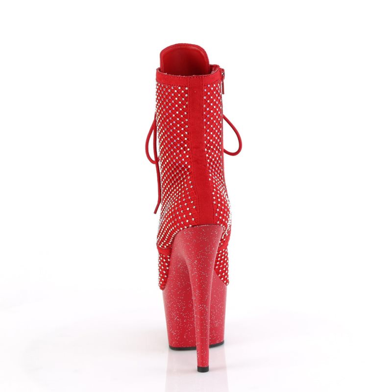 Pleaser Adore-1020RM Faux Suede Stiefel Damen Rot | XPOEXGVAC