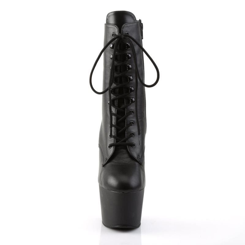 Pleaser Adore-1020 Leather Stiefel Damen Schwarz | TGHWYFAXJ