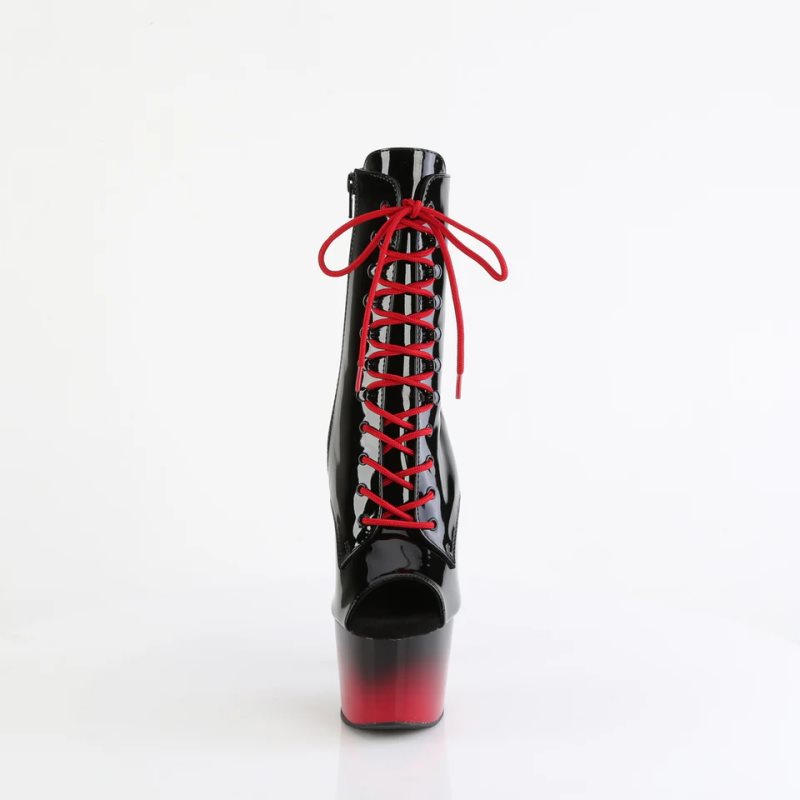 Pleaser Adore-1021BR-H Stiefel Damen Schwarz Rot | OHFUKIQPH