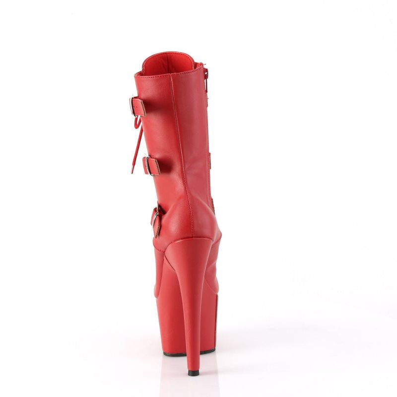 Pleaser Adore-1043 Vegan Leather Stiefel Damen Rot | FZXYULAWJ