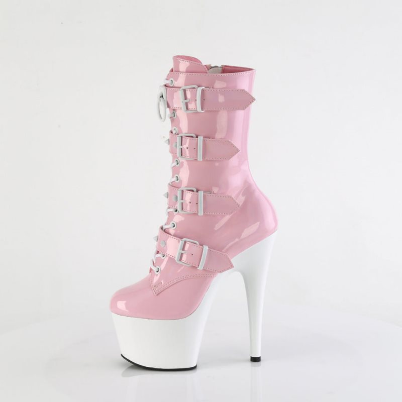 Pleaser Adore-1046TT Stiefel Damen Rosa Weiß | SXCFZDRAQ