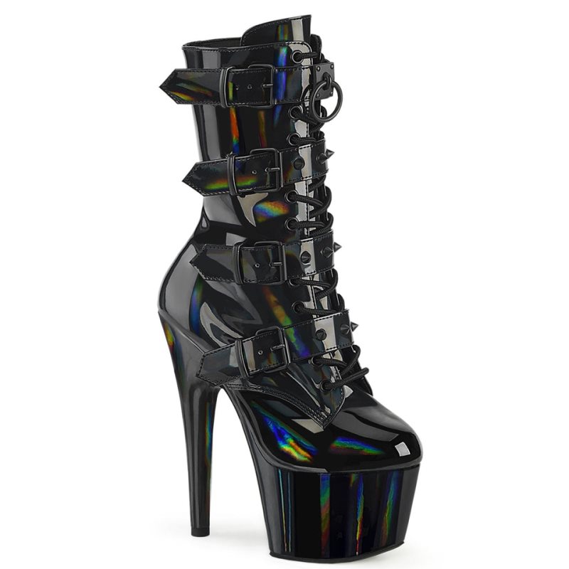 Pleaser Adore-1046 Hologram Stiefel Damen Schwarz | SUPBISXNL