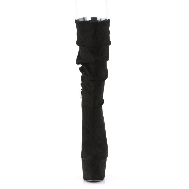 Pleaser Adore-1061 Suede Stiefel Damen Schwarz | KJRMSKGOU