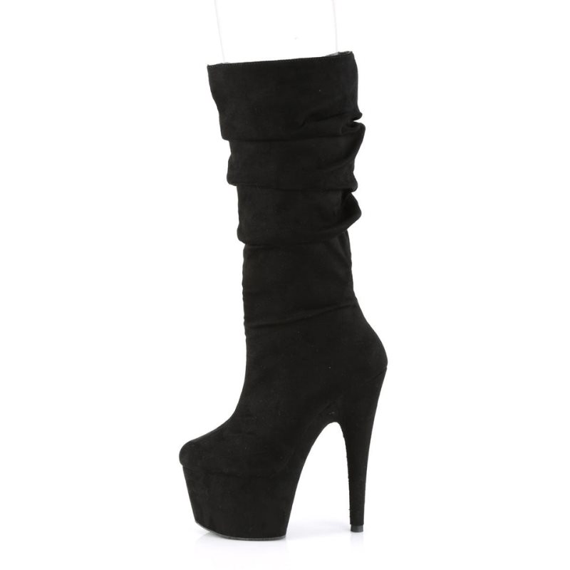 Pleaser Adore-1061 Suede Stiefel Damen Schwarz | KJRMSKGOU