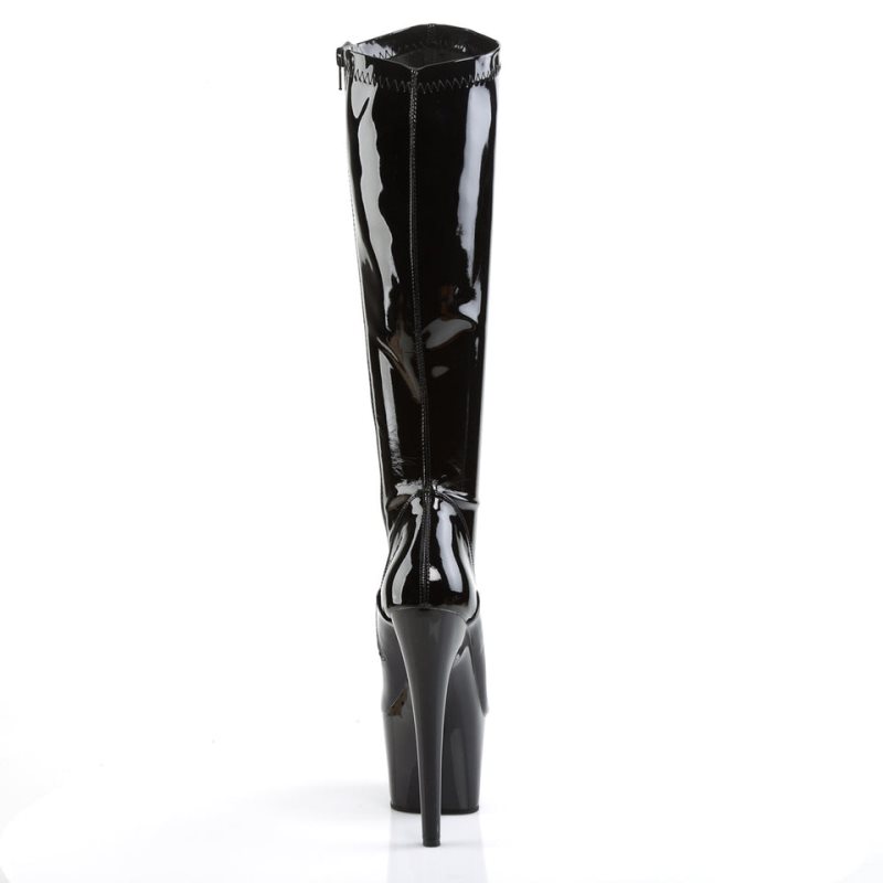 Pleaser Adore-2000 Kniehohe Stiefel Damen Schwarz | UPNWYUQNL