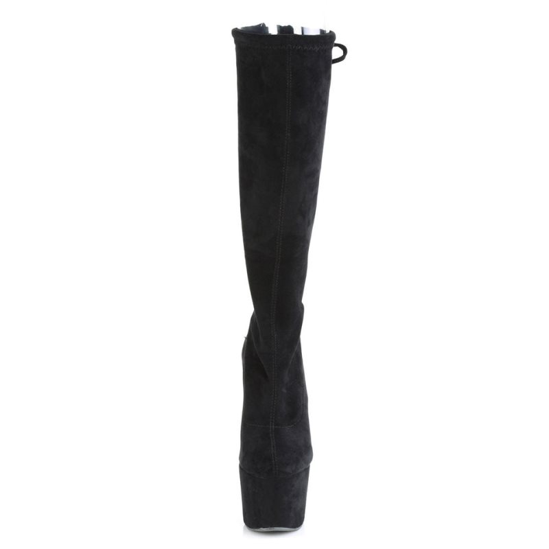 Pleaser Adore-2008 Suede Kniehohe Stiefel Damen Schwarz | GWBLXYMCQ