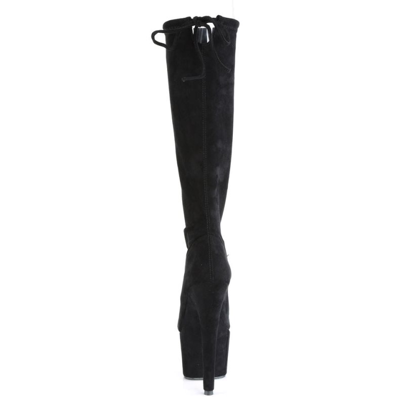 Pleaser Adore-2008 Suede Kniehohe Stiefel Damen Schwarz | GWBLXYMCQ