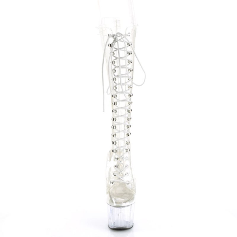 Pleaser Adore-2020C Kniehohe Stiefel Damen Clear | JHDNVQITZ