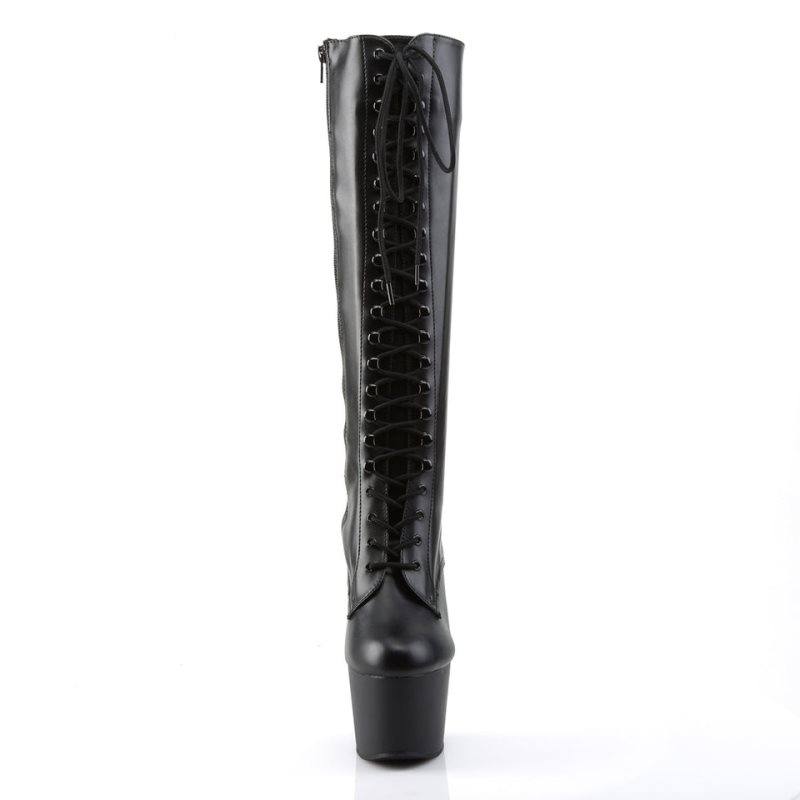 Pleaser Adore-2023 Vegan Leather Kniehohe Stiefel Damen Schwarz | PWVFRLYUH