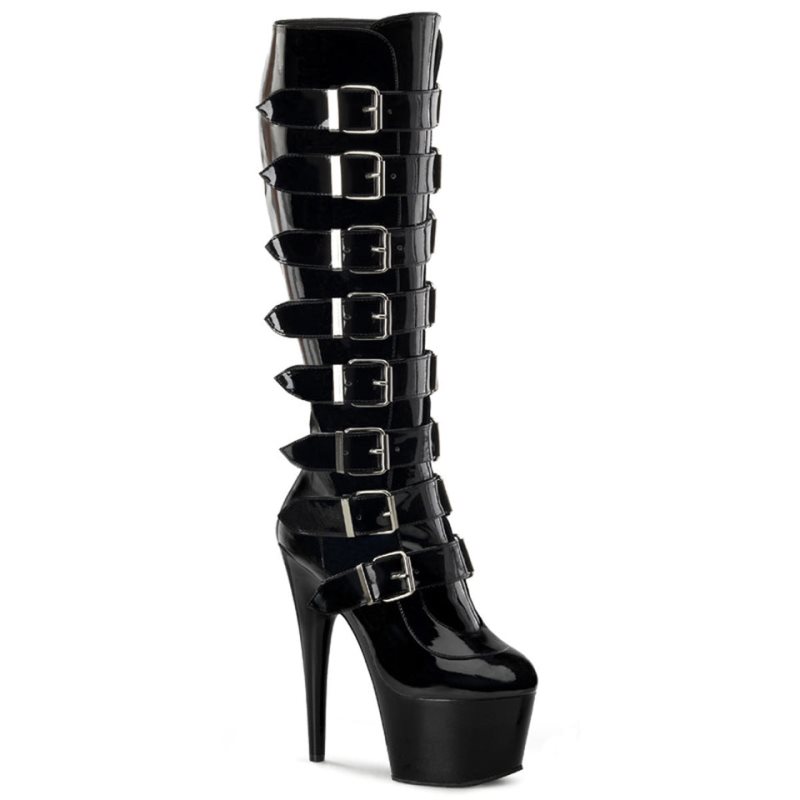 Pleaser Adore-2043 Kniehohe Stiefel Damen Schwarz | ZOHYNZKXS