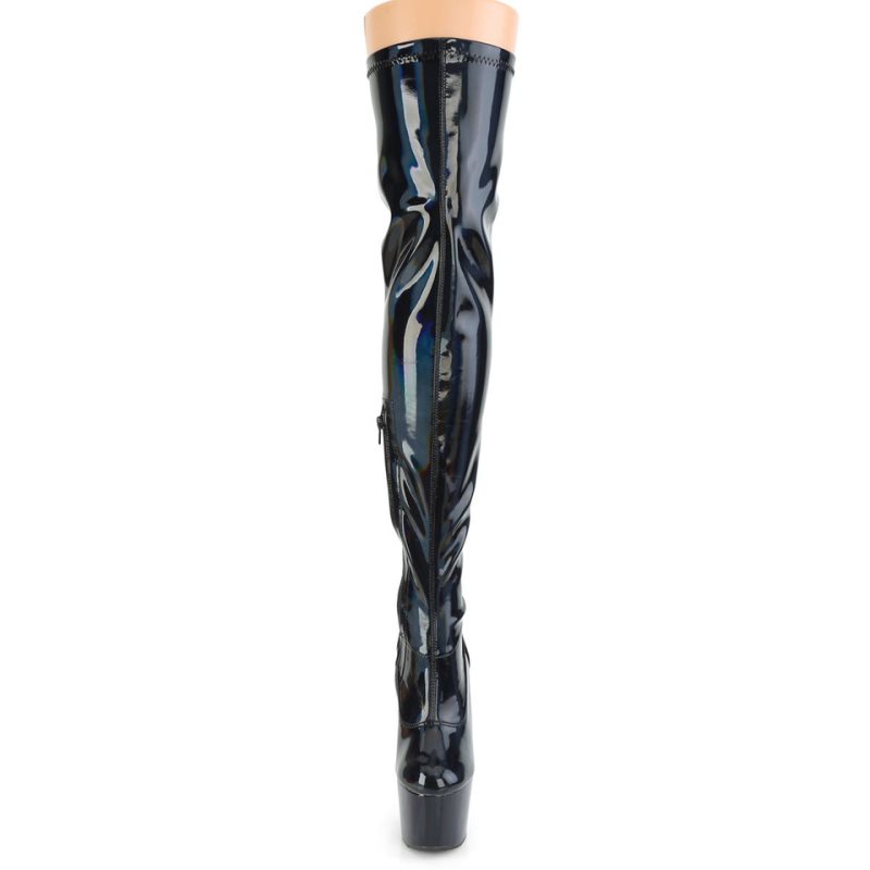 Pleaser Adore-3000HWR Hologram Overknee Stiefel Damen Schwarz | OIXTPANUD