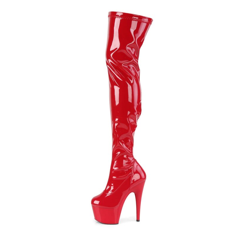 Pleaser Adore-3000 Overknee Stiefel Damen Rot | CKZOSIJXT