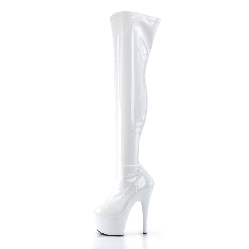 Pleaser Adore-3000 Overknee Stiefel Damen Weiß | KWFZOGBNA