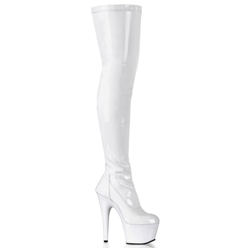 Pleaser Adore-3000 Overknee Stiefel Damen Weiß | KWFZOGBNA