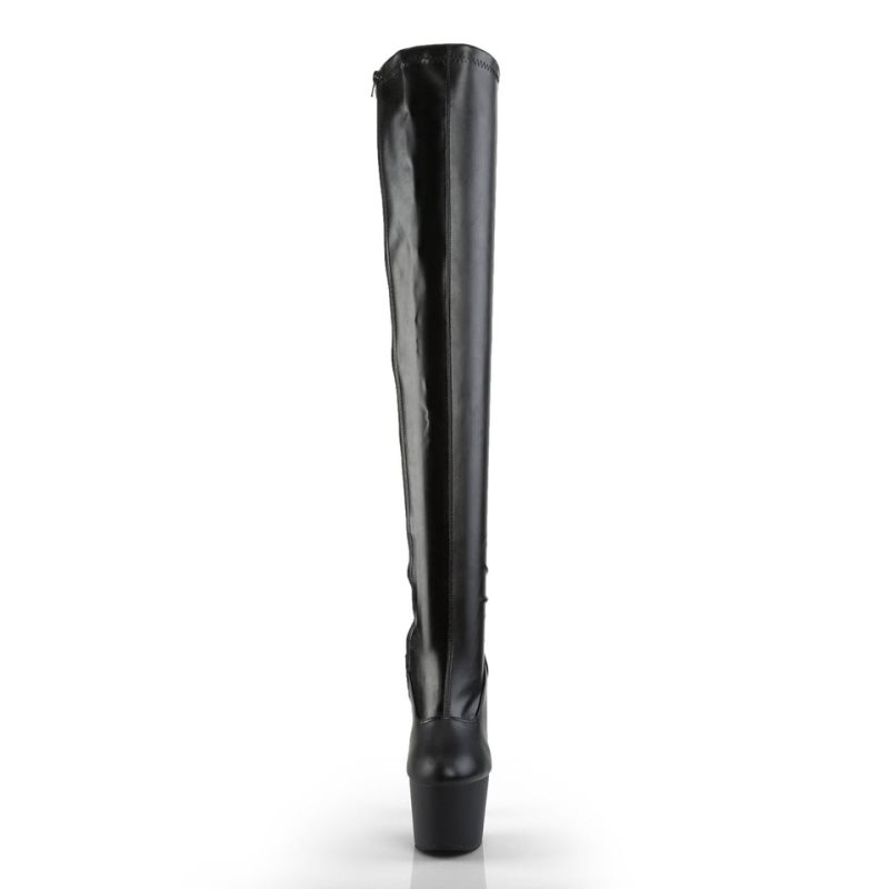 Pleaser Adore-3000 Vegan Leather Overknee Stiefel Damen Schwarz | NTXMJIYGO