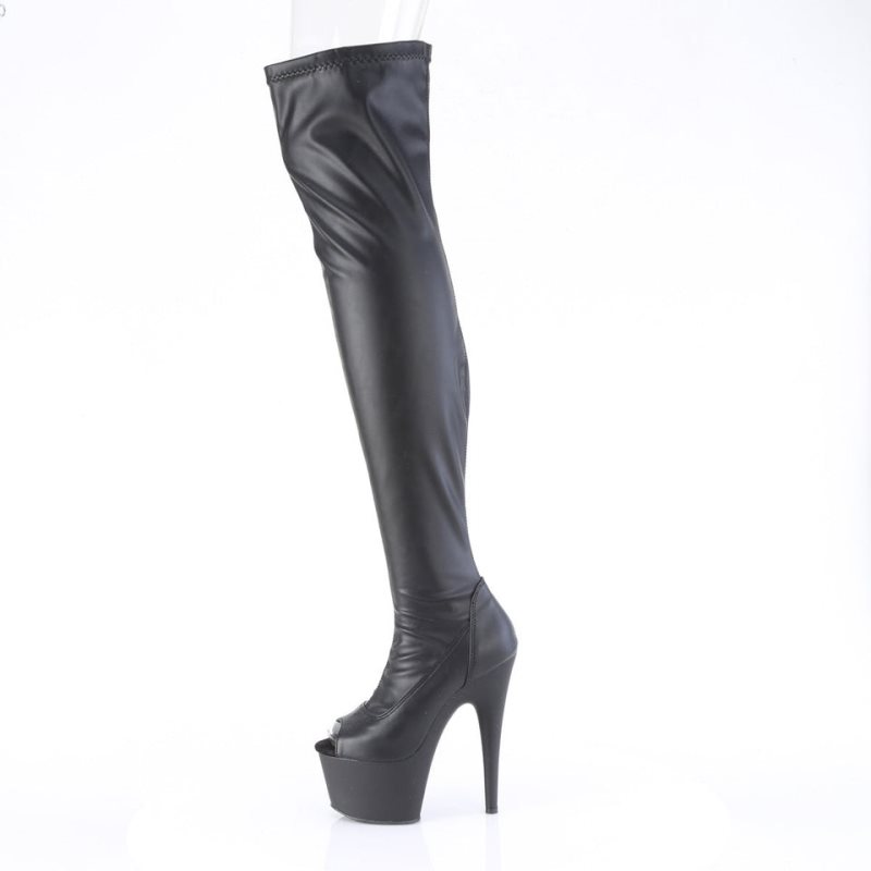 Pleaser Adore-3011 Vegan Leather Overknee Stiefel Damen Schwarz | BVKSXMIRD