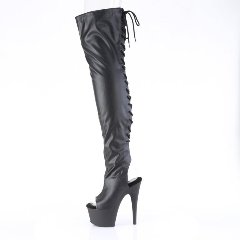 Pleaser Adore-3017 Vegan Leather Overknee Stiefel Damen Schwarz | TXUQGFJEI