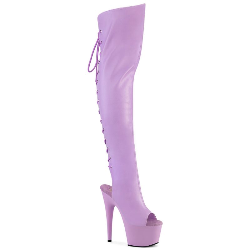 Pleaser Adore-3019 Faux Leather Overknee Stiefel Damen Lavendel | ESFDCGXBY