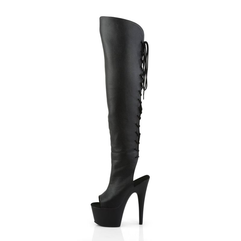 Pleaser Adore-3019 Vegan Leather Overknee Stiefel Damen Schwarz | GYEPGZFMN