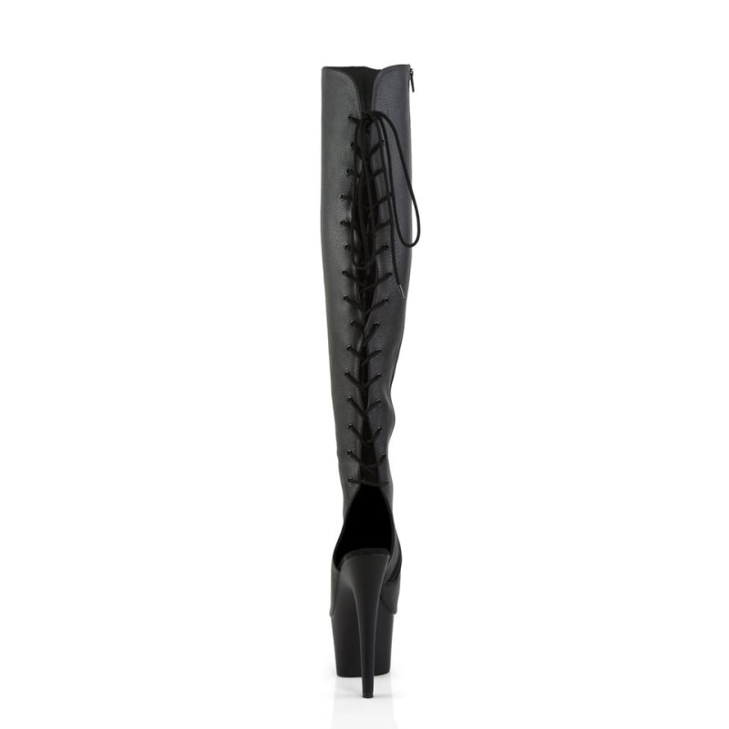 Pleaser Adore-3019 Vegan Leather Overknee Stiefel Damen Schwarz | GYEPGZFMN