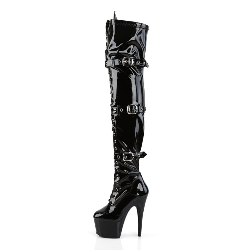 Pleaser Adore-3028 Overknee Stiefel Damen Schwarz | WSUNILPQY