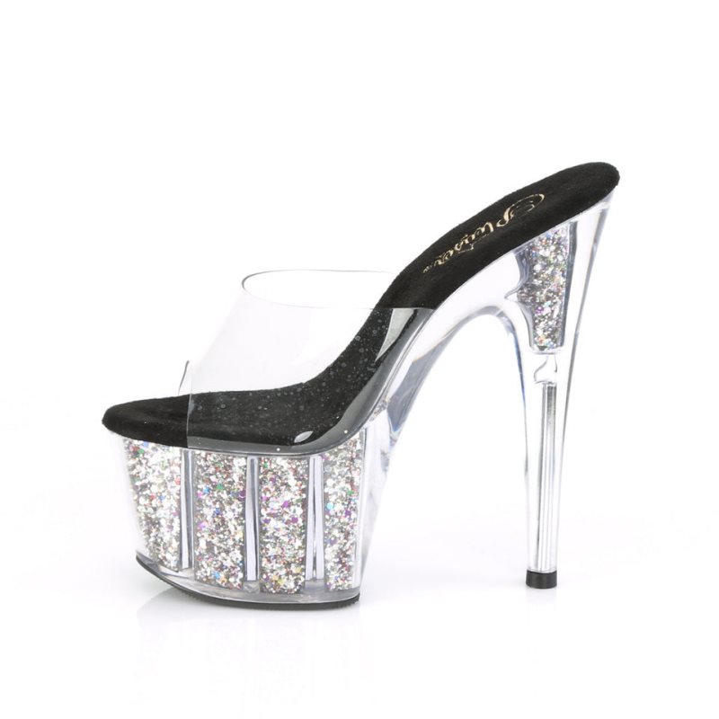 Pleaser Adore-701CG Plateau High Heels Damen Silber | CGTREABGQ