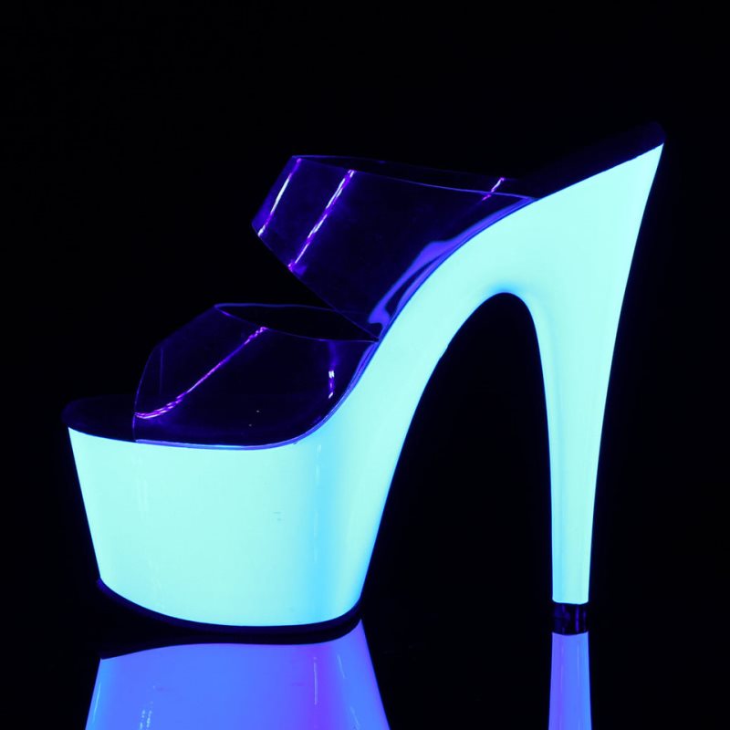 Pleaser Adore-702UV Plateau High Heels Damen Weiß | JOFMUDSRX