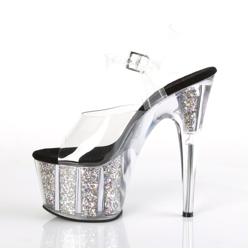 Pleaser Adore-708CG Plateau High Heels Damen Silber | HEUXEARPB