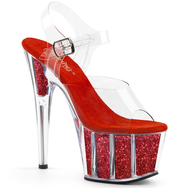 Pleaser Adore-708G Plateau High Heels Damen Rot | ZQNBLSFIY