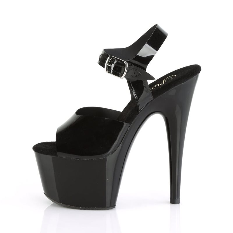 Pleaser Adore-708N Plateau High Heels Damen Schwarz | POTJPFZTQ