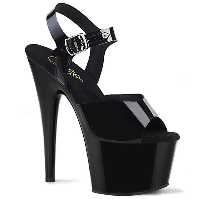 Pleaser Adore-708N Plateau High Heels Damen Schwarz | POTJPFZTQ