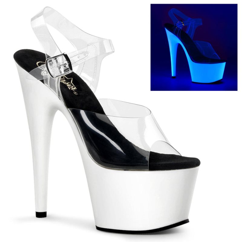 Pleaser Adore-708UV Plateau High Heels Damen Weiß | CTUXHJDIK