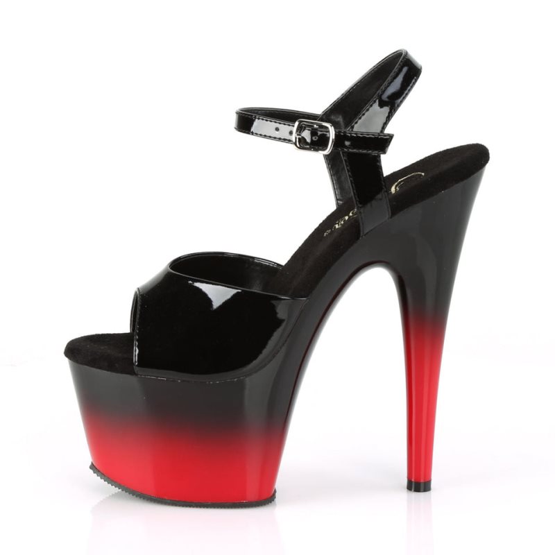 Pleaser Adore-709BR-H Plateau High Heels Damen Schwarz Rot | UXEMDUKCV