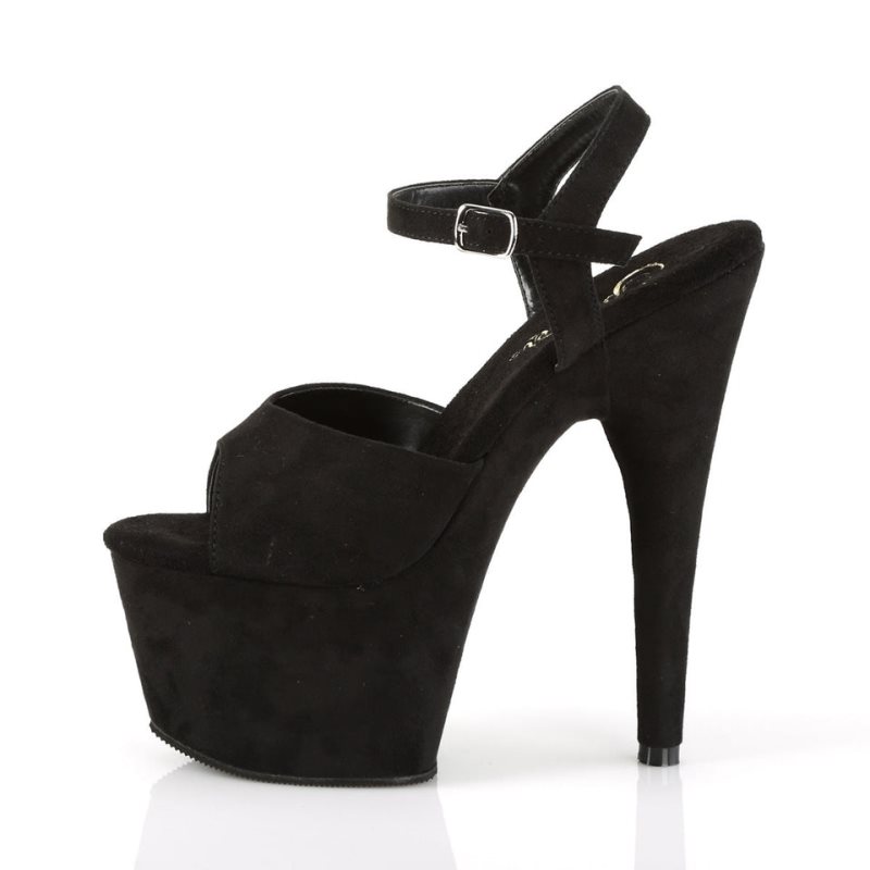 Pleaser Adore-709FS Suede Plateau High Heels Damen Schwarz | NUZIDCNRG