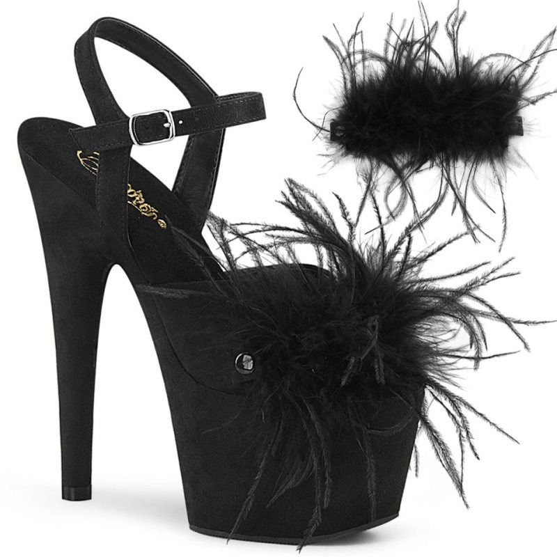 Pleaser Adore-709F Suede Plateau High Heels Damen Schwarz | BFATFUNSW