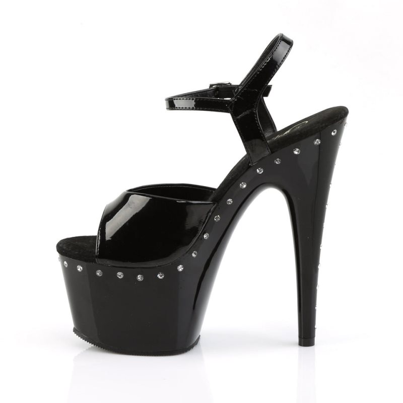 Pleaser Adore-709LS Plateau High Heels Damen Schwarz | LUSZSQGED