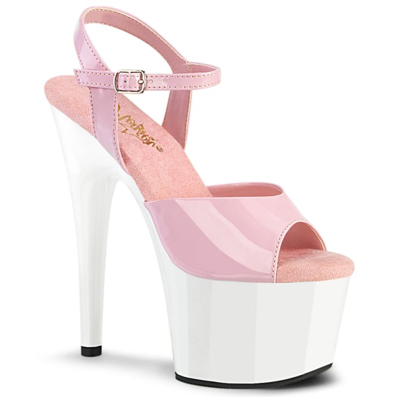 Pleaser Adore-709 Plateau High Heels Damen Rosa Weiß | CDYNDMGJH