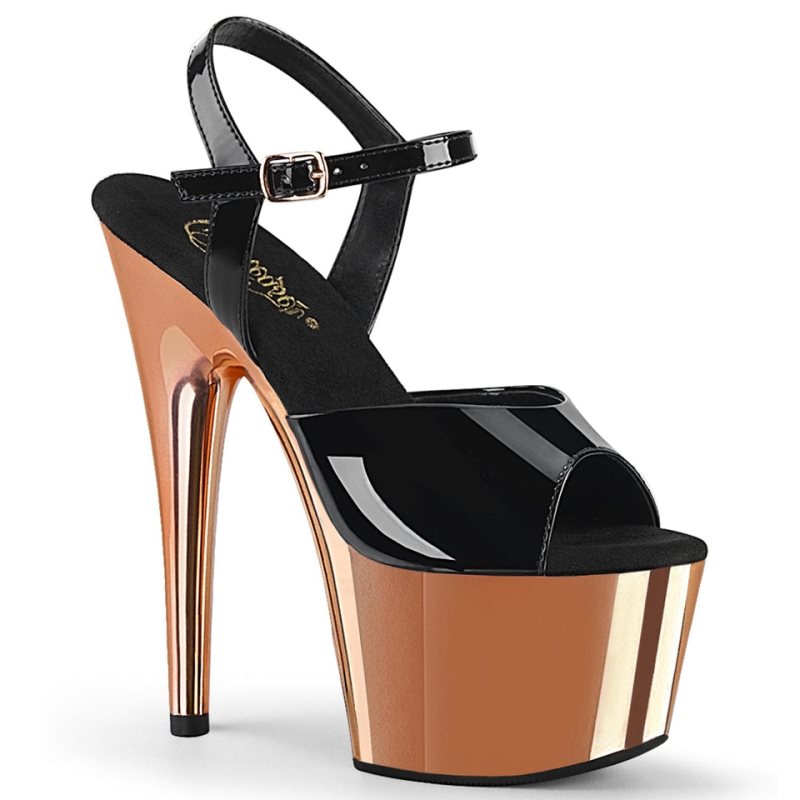 Pleaser Adore-709 Plateau High Heels Damen Schwarz Rosa Gold | AJZOODEHC