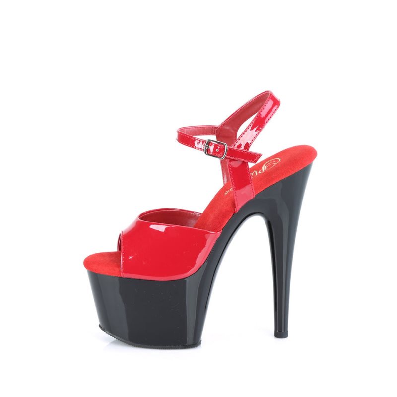 Pleaser Adore-709 Plateau High Heels Damen Rot Schwarz | NRHKGMPWI