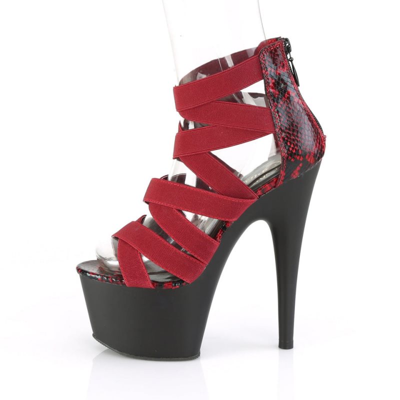 Pleaser Adore-748SP Plateau High Heels Damen Rot Schwarz | MYVIVEJLP