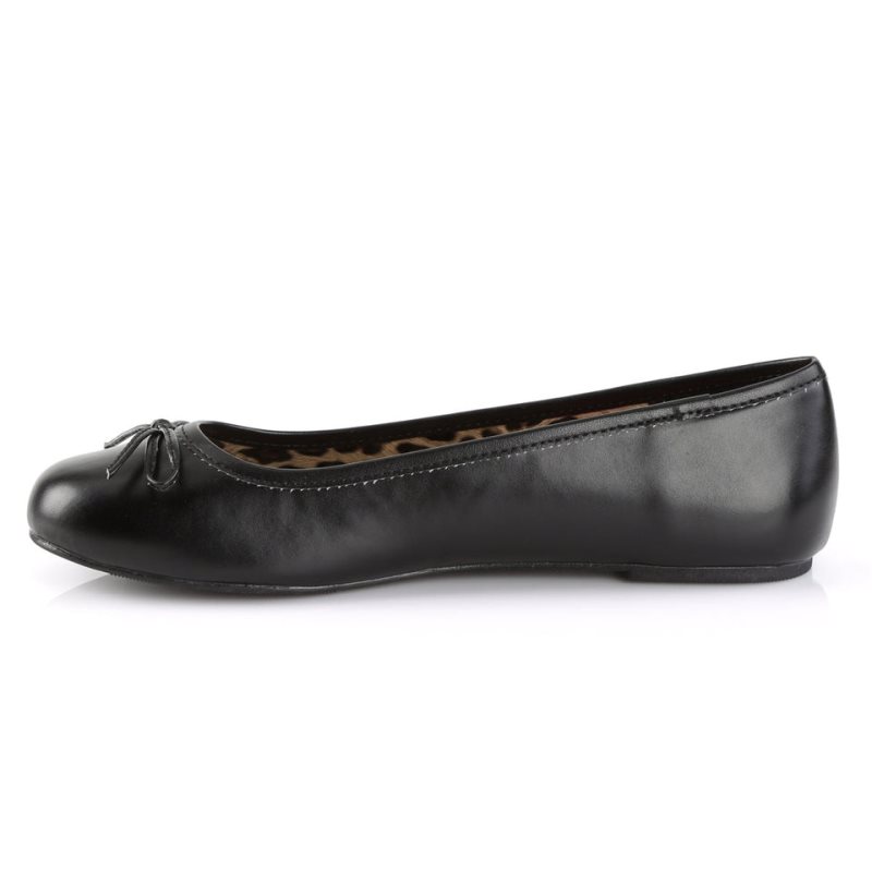 Pleaser Anna-01 Vegan Leather Ballerinas Damen Schwarz | OBZYWZRDQ