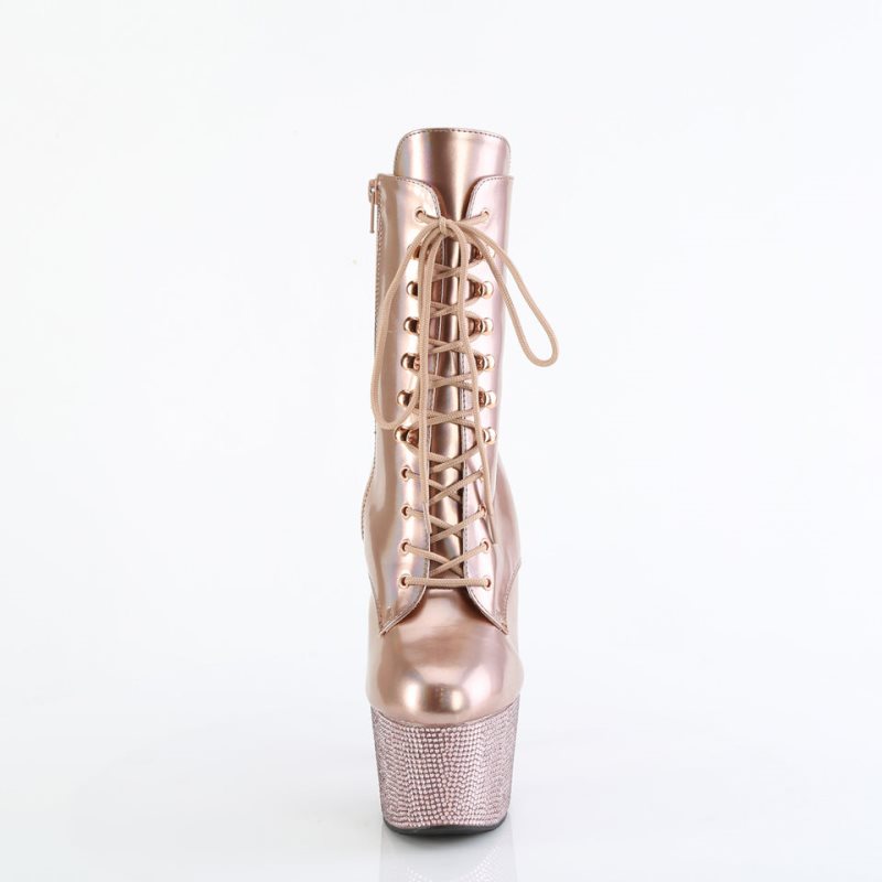 Pleaser Bejeweled-1020-7 Stiefel Damen Rosa Gold | OTPBCOWLY