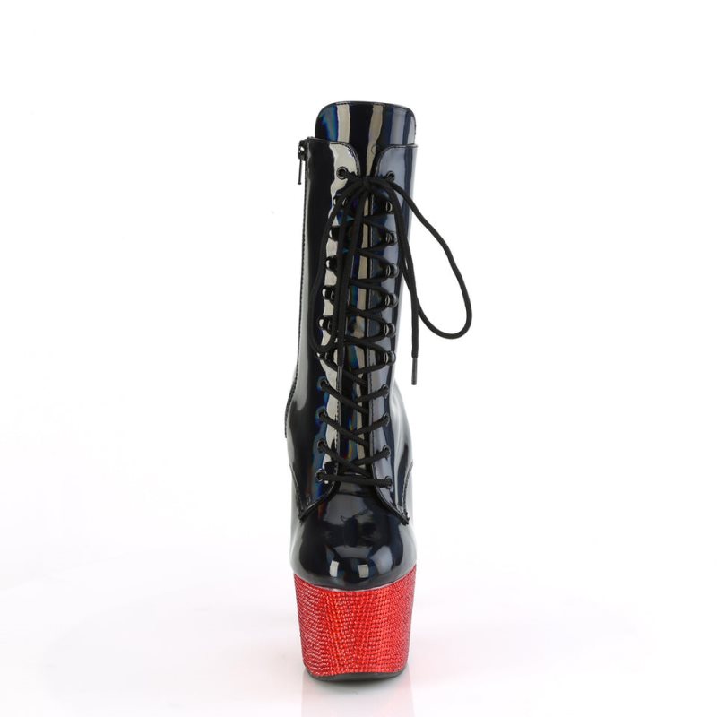 Pleaser Bejeweled-1020-7 Stiefel Damen Schwarz Rot | EHYNARUFC