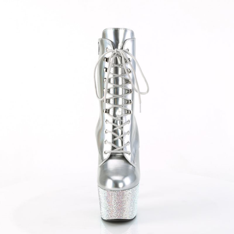 Pleaser Bejeweled-1020-7 Stiefel Damen Silber | AYIBSUMWQ